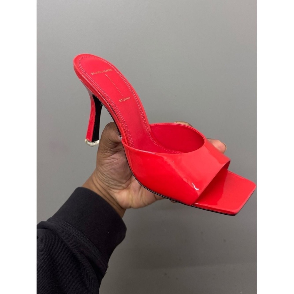 BLACK SUEDE STUDIO Red Patent Leather Mules size 38